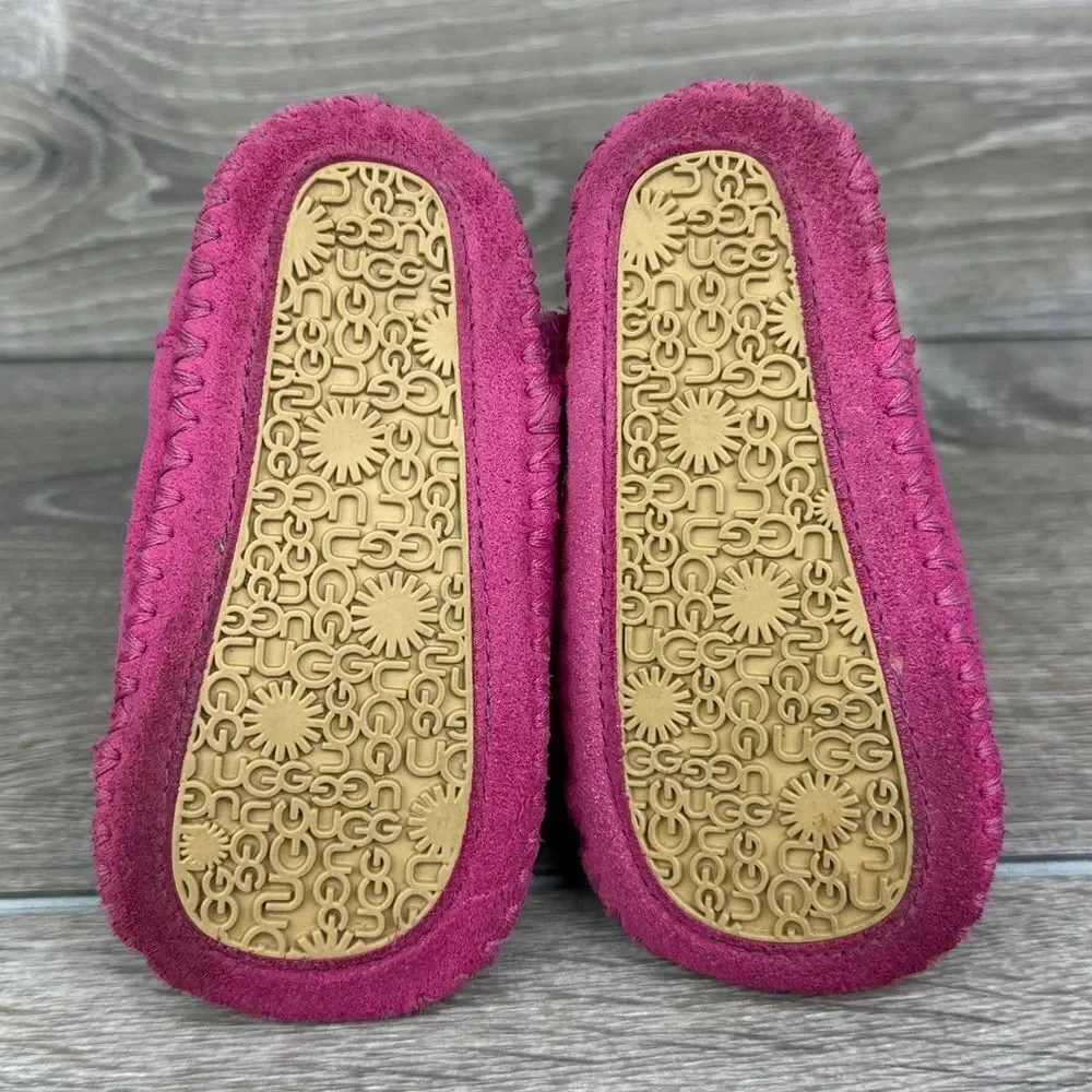 Ugg Caden Toddler Girl Sz 5 Princess Pink Suede Shearling Lined Moccasin Booties